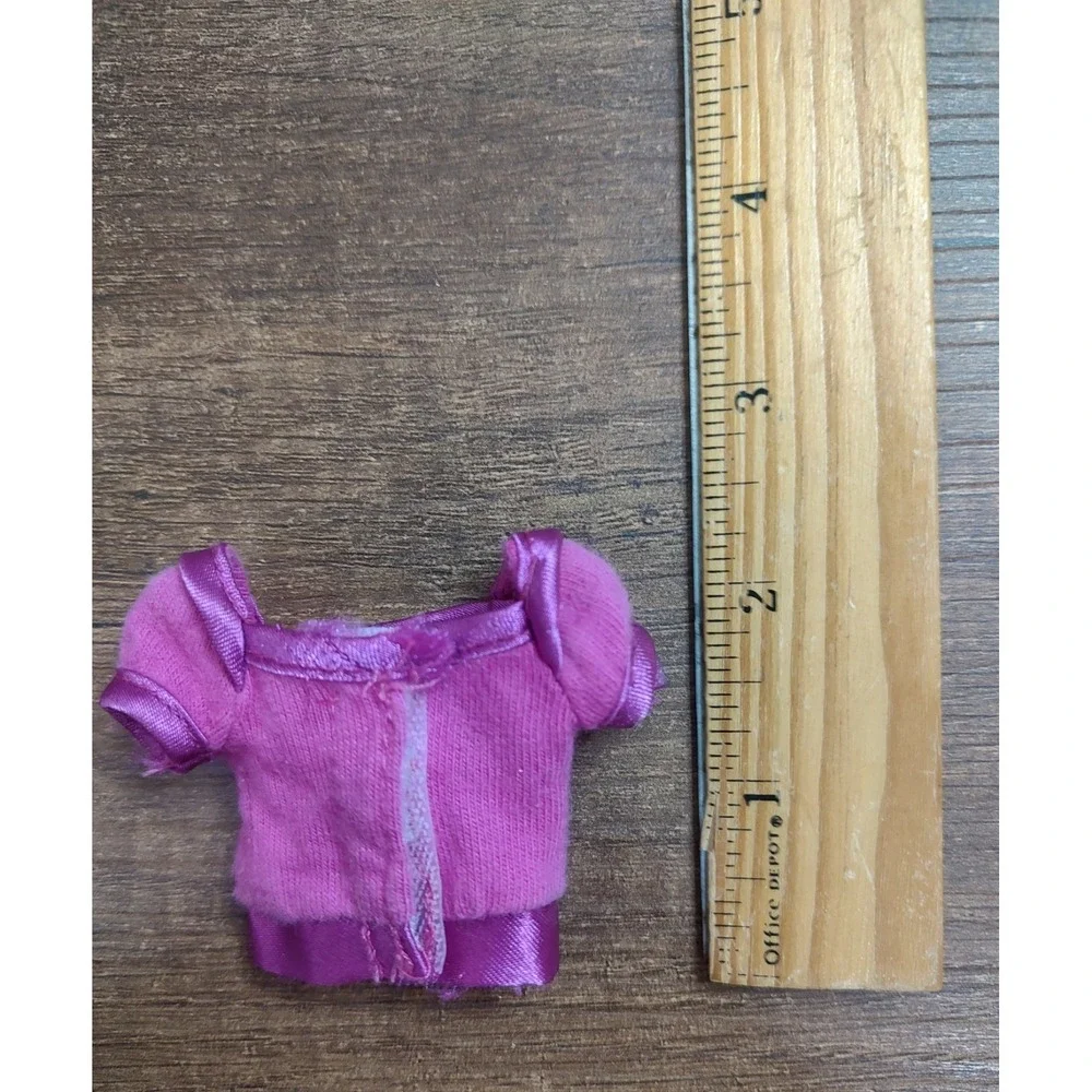 Barbie Doll Hot Pink Top Satin Trim Short Sleeve Crop Z30